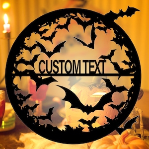 Personalized Halloween Bat Metal Sign: Custom Wall Decor