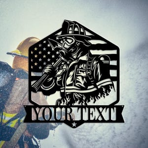 Letrero de metal para pared de bombero personalizado, regalo para bomberos, letrero de metal de bombero personalizado, decoración en honor al bombero, 8-24 pulgadas