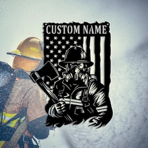 Letrero de metal para pared de bombero personalizado, regalo para bomberos, letrero de metal de bombero personalizado, decoración en honor al bombero, 8-24 pulgadas