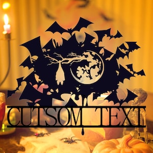 Personalized Halloween Bat Metal Sign: Custom Door Hanger