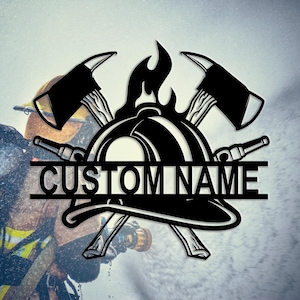 Letrero de metal para pared de bombero personalizado, regalo para bomberos, letrero de metal de bombero personalizado, decoración en honor al bombero, 8-24 pulgadas