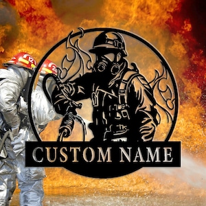 Letrero de metal para pared de bombero personalizado, regalo para bomberos, letrero de metal de bombero personalizado, decoración en honor al bombero, 8-24 pulgadas