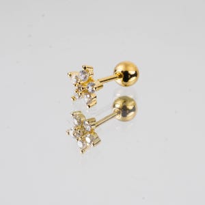 Tiny Flower Stud Earrings - Gold, Silver - Pierced Earrings - Small Stud Earrings - Screw Flower Stud Earrings - Gift for Her