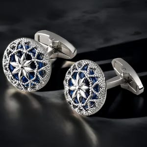 Gemelos de plata personalizados, gemelos clásicos, iniciales o letras grabables en la parte posterior, el mejor regalo para hombres, regalo para papá y regalo de aniversario, regalo de boda.