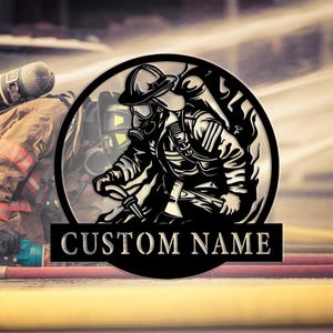 Letrero de metal para pared de bombero personalizado, regalo para bomberos, letrero de metal de bombero personalizado, decoración en honor al bombero, 8-24 pulgadas