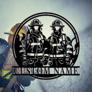 Letrero de metal para pared de bombero personalizado, regalo para bomberos, letrero de metal de bombero personalizado, decoración en honor al bombero, 8-24 pulgadas