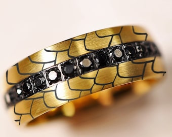 Drachenschuppen Wolfram Ehering: Schwarzer Diamant Ring