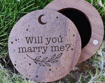 Wil je met me trouwen ringdoos, gepersonaliseerde trouwringdoos, premium houten ringdoos, trouwring aan toonder, huwelijk verlovingsringdoos