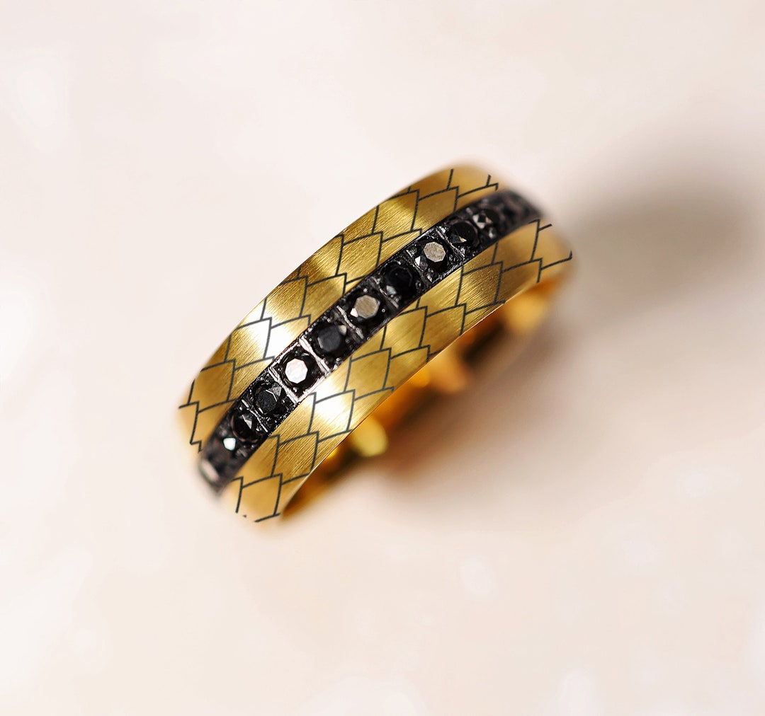 Snake Scales Wedding Band Snake Pattern Ring Diamond Snake Etsy