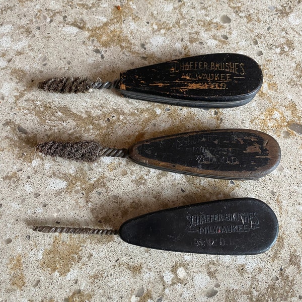 Set of 3 Vintage / antique Schaefer Wire Brushes