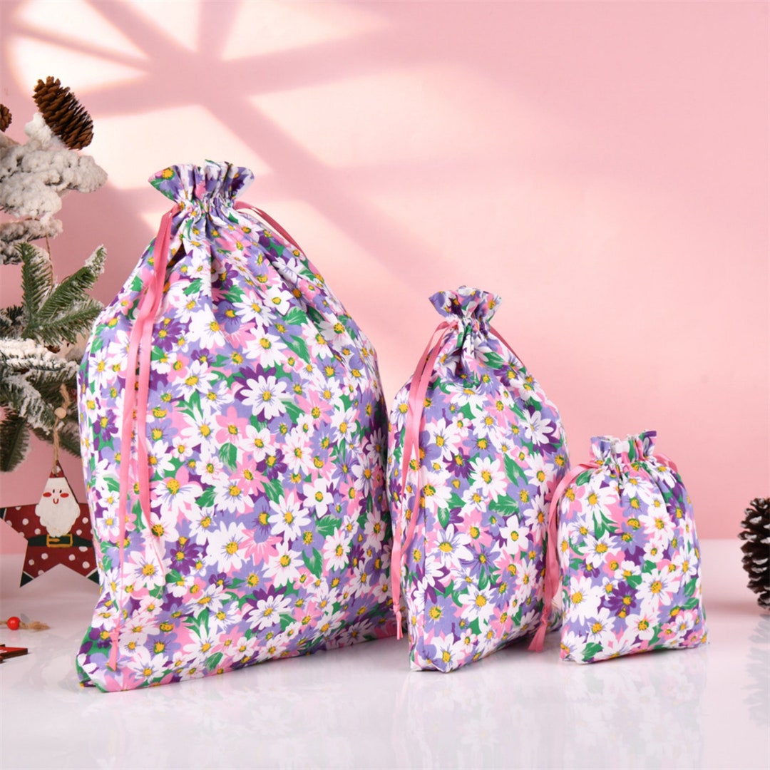 Purple Daisy Flower Gift Bag, L/M/S Birthday Gift Tote, Durable Layers