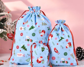 CLEARANCE S/M/L Christmas Gift Bags,Santa Drawstring Storage Bag,Xmas Decoration,Handmade Premium Quality Holiday Gift Bag,Santa Gift Bag