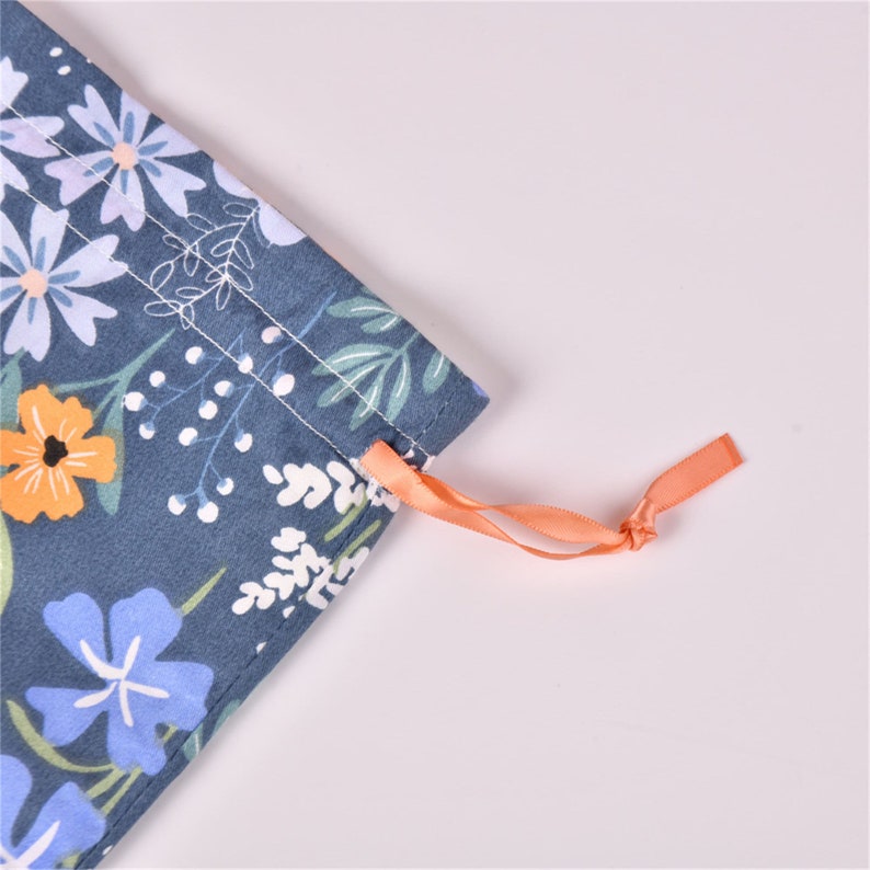 Floral Gift Bag,L Size Birthday Gift Tote,Durable Layers Drawstring Storage Bag,Cotton Fabric Premium Quality Packaging, Mother's Day Gift image 10