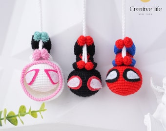 NEW! Handmade The Avengers Crochet Car Pendant for Birthday, Knitted Action Figures, Movie Lovers Crochet Marvel Doll, Mother's Day Gift