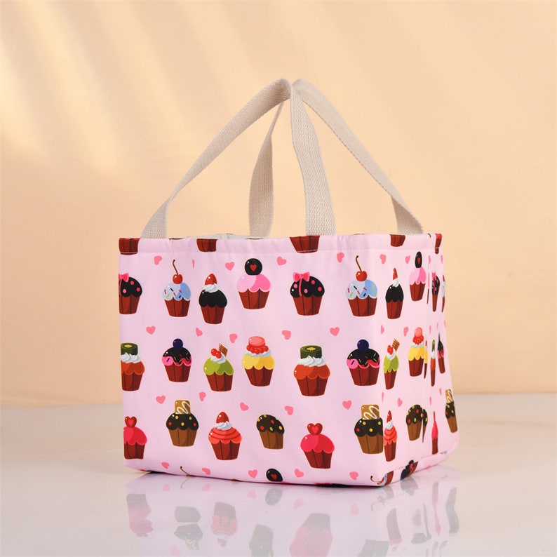 Handmade XL Cupcake/Ice Cream Insulated Lunch Bag, Lunch Tote Keep Warm/Cold, Cute Lunch Bag For Kids, Snack Bag, Picnic Office School Gift Cupcake