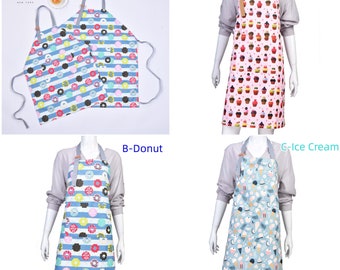 NEW! Handmade Cupcakes/Donut/Ice Cream Parent and Child Apron Set, Housekeeping Restaurant Work Apron, Cute Cartoon Apron, Gift for Mom