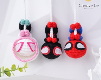 NOUVEAU ! Pendentif voiture au crochet The Avengers fait main pour anniversaire, figurines articulées en tricot, poupée Marvel au crochet pour les cinéphiles, cadeau pour la fête des mères