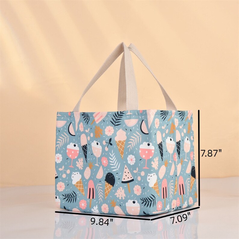 Handmade XL Cupcake/Ice Cream Insulated Lunch Bag, Lunch Tote Keep Warm/Cold, Cute Lunch Bag For Kids, Snack Bag, Picnic Office School Gift Ice Cream