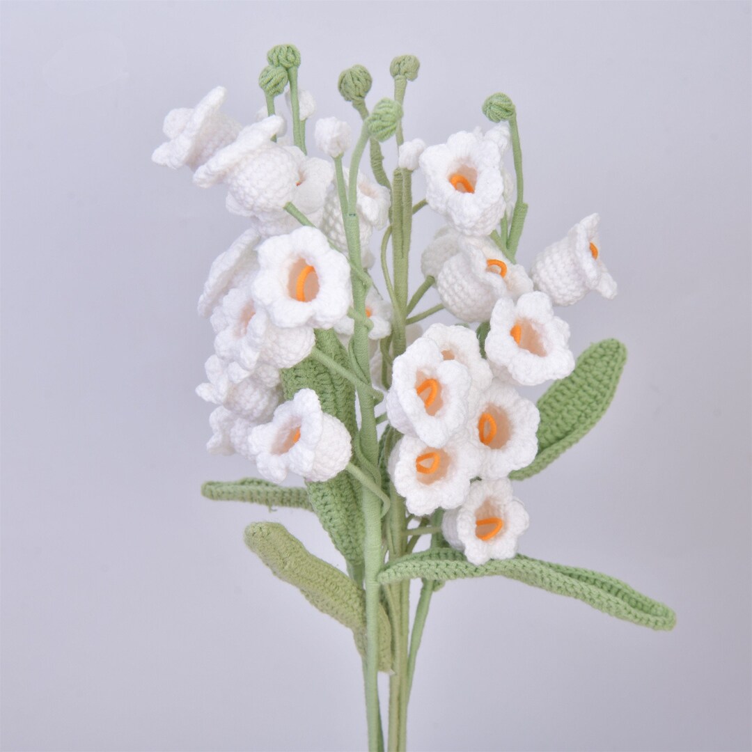 Handmade Crochet Lily of the Valley for Wedding Gifts, Knit Purplewhite Lily of the Valley for