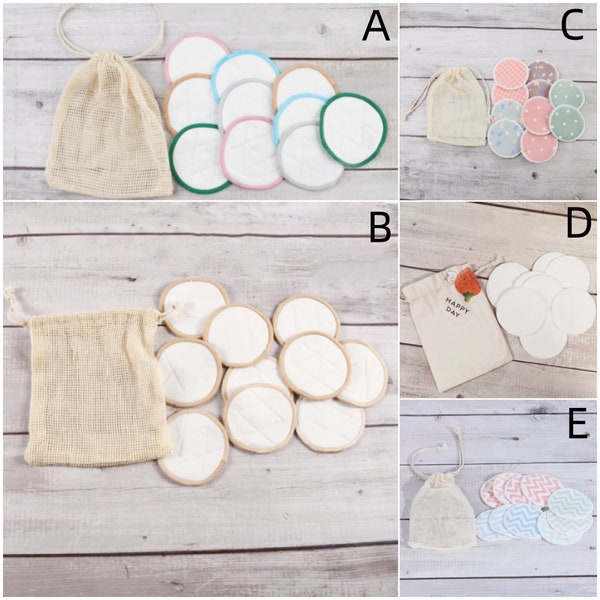 CLEARANCE 10PCS Reusable Cotton Makeup Remover Pads for Birthday Gift, Organic Rounds, Zero Waste Washable Face Pads with Bag, Plastic Free