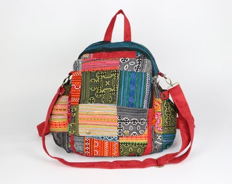 Handmade Brocade Patchwork Backpack: Boho Travel Laptop Bag