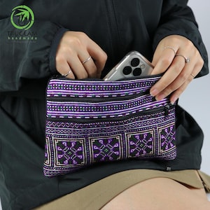 Cartera de mano de brocado hecha a mano: Cartera de mano estilo bohemio con patchwork