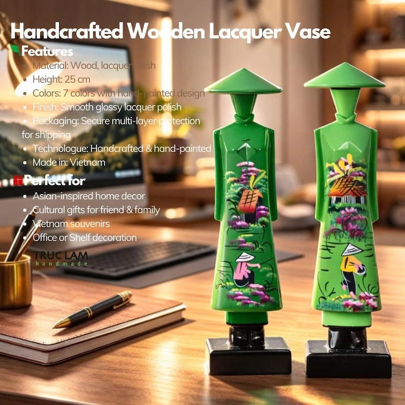 Vietnamese Lacquer Girl in Ao Dai Statue – Rural Landscape Painting ...