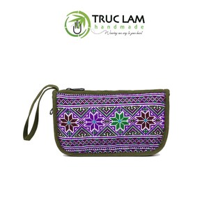 Pochette de voyage en brocart hmong fait main avec fermeture éclair pochette de voyage en patchwork bohème