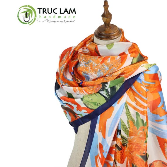 Handmade High-end Women's Fashion Long Silk Scarf With Multi-color