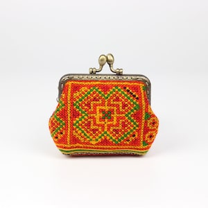 Ręcznie robiony damski portfel na monety Boho Brocadeed Kiss Lock Bag Mini portfel Tribe Style Etniczne wzory Vintage TCND18