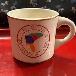 BSA 1970&#39;s Boy Scout Coffee Mug Cup Region Six Boy Scouts of America