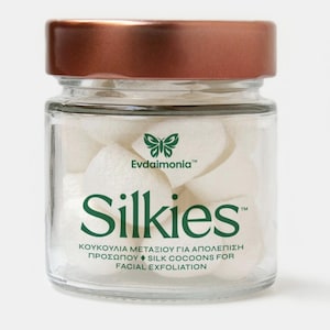 Silkies - Silk Cocoon gezichtsscrub | 100% natuurlijke huidverzorging | Evdaimonia luxe doos (24 cocons) voor een zachte peeling en een stralende huid