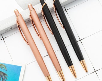 Stylo luxueux personnalisé en or rose doux au toucher, stylos cadeaux pour femme, cadeau meilleure amie, cadeaux de Noël, stylo personnalisé fantaisie, cadeaux pour elle