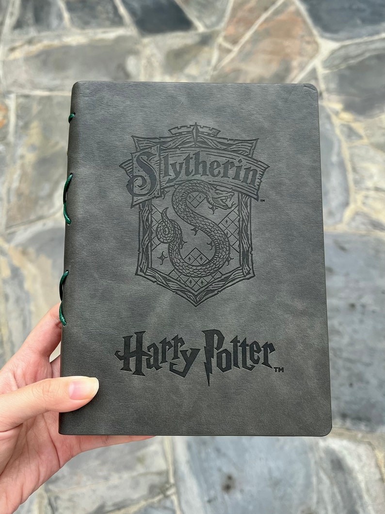 Harry Potter Notebook binder note Slytherin Gryffindor Ravenclaw Hufflepuff Leather Journal Spell Book Grimoire planner writing Slytherin