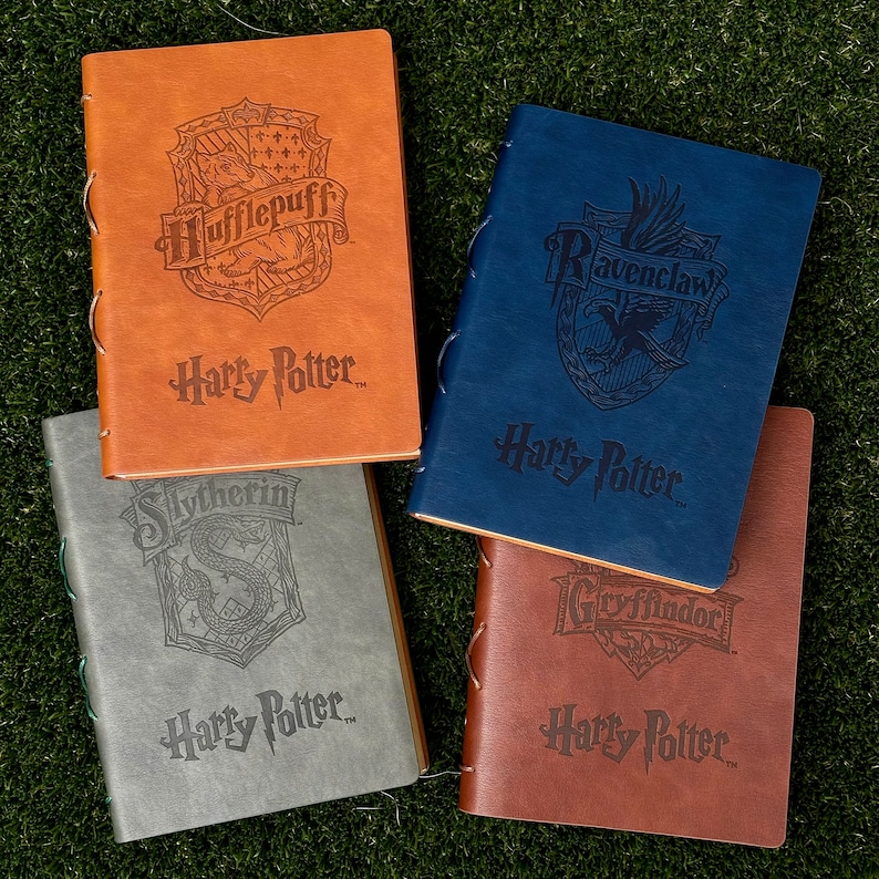 Harry Potter Notebook binder note Slytherin Gryffindor Ravenclaw Hufflepuff Leather Journal Spell Book Grimoire planner writing image 1