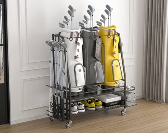 Golf Bag Storage Garage Organizer for 3 Golf Bags - Golf Bag Storage Rack for Garage