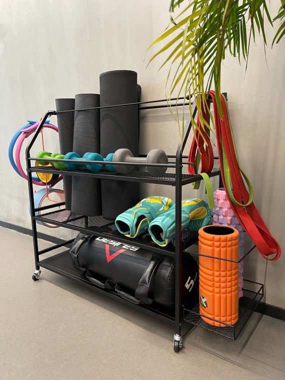 Yoga Mat Storage Rack, Weight Rack for Home Gym, Home Gym Storage Rack With  Caster Wheels 