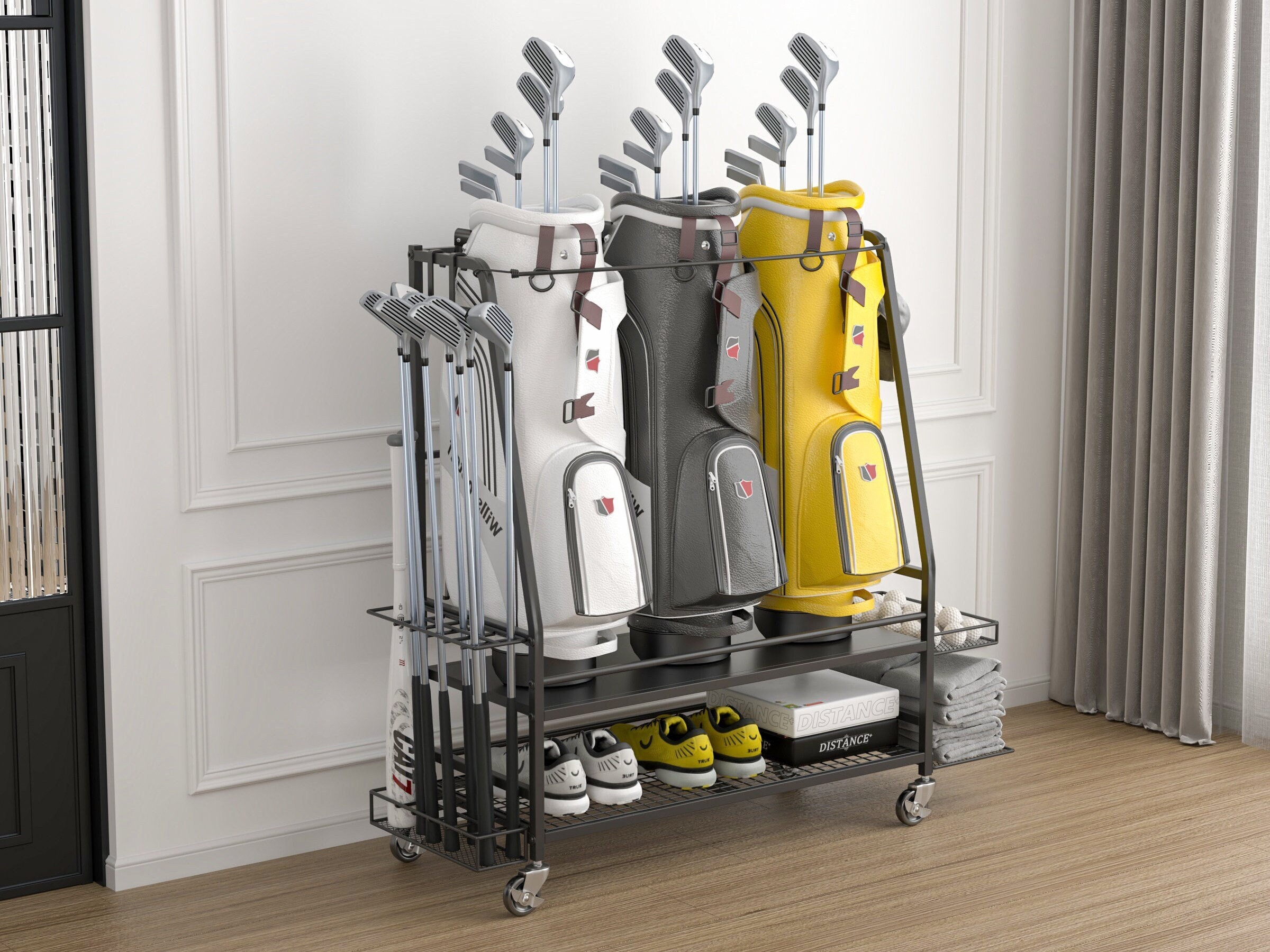 Hanging golf bag storage sale