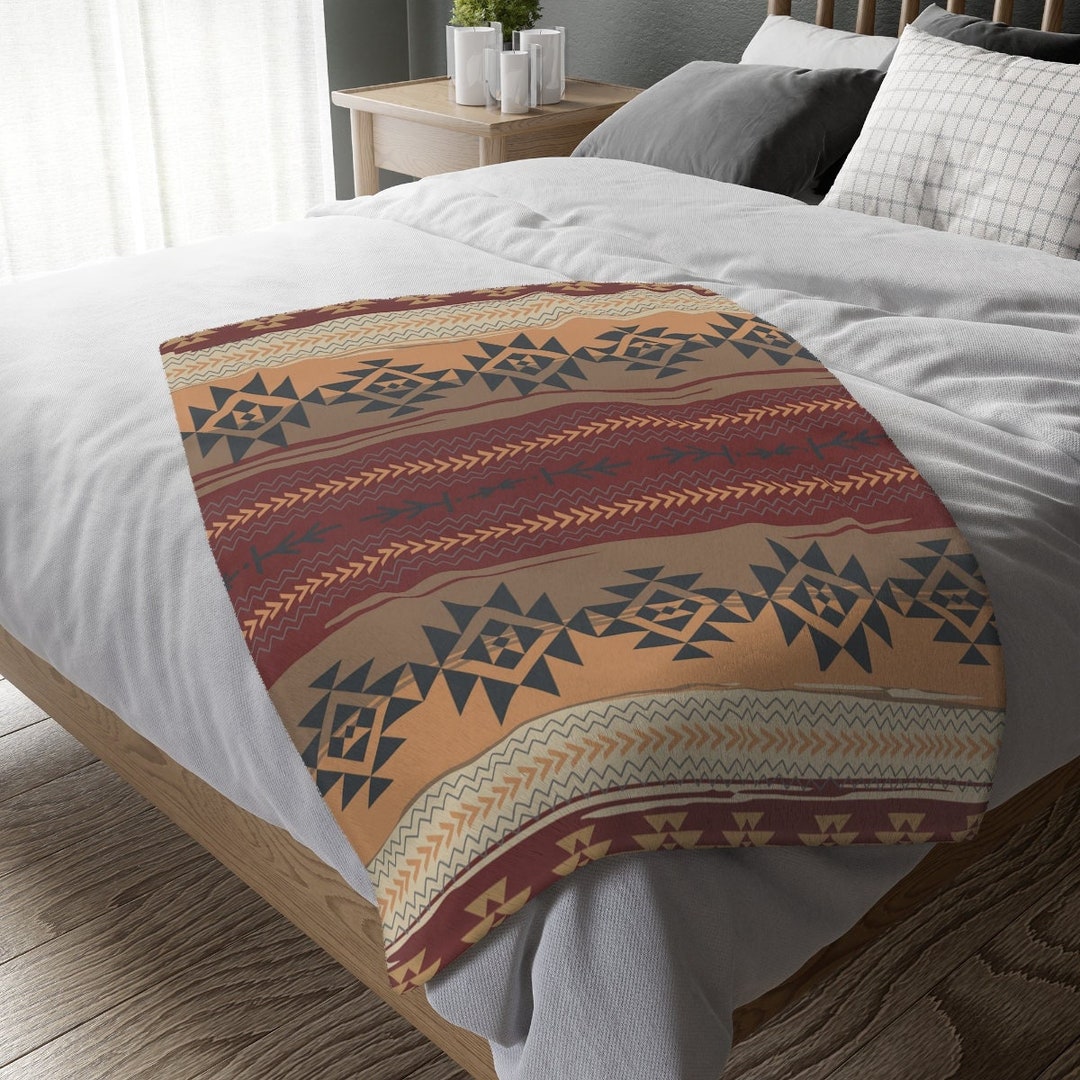 Western Minky Blanket 3 Sizes to Choose From Tribal Print Etsy