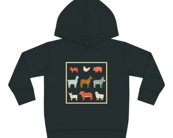 Farm Animals Toddler Pullover Fleece Hoodie, Kids Sweater, Hooded Sweatshirt, Cowboy, Cowgirl, Western, Winter clothing, Cute Hoodie