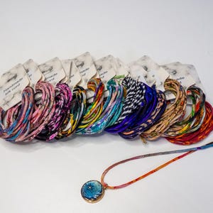 Handmade pure mulberry silk cord for necklace/bracelet, multi-color print string, fabric ribbon for jewelry, home decoration, sewing, gift
