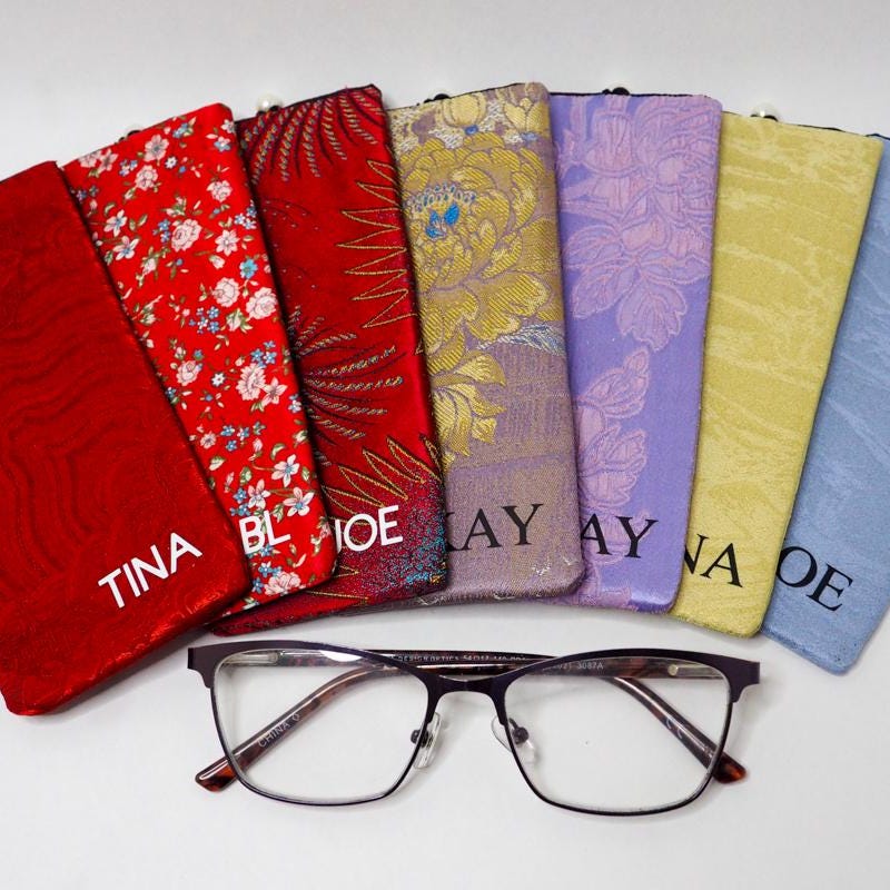 Red - Brocade Silk Fabric Embellished Spectacle Case main image 1