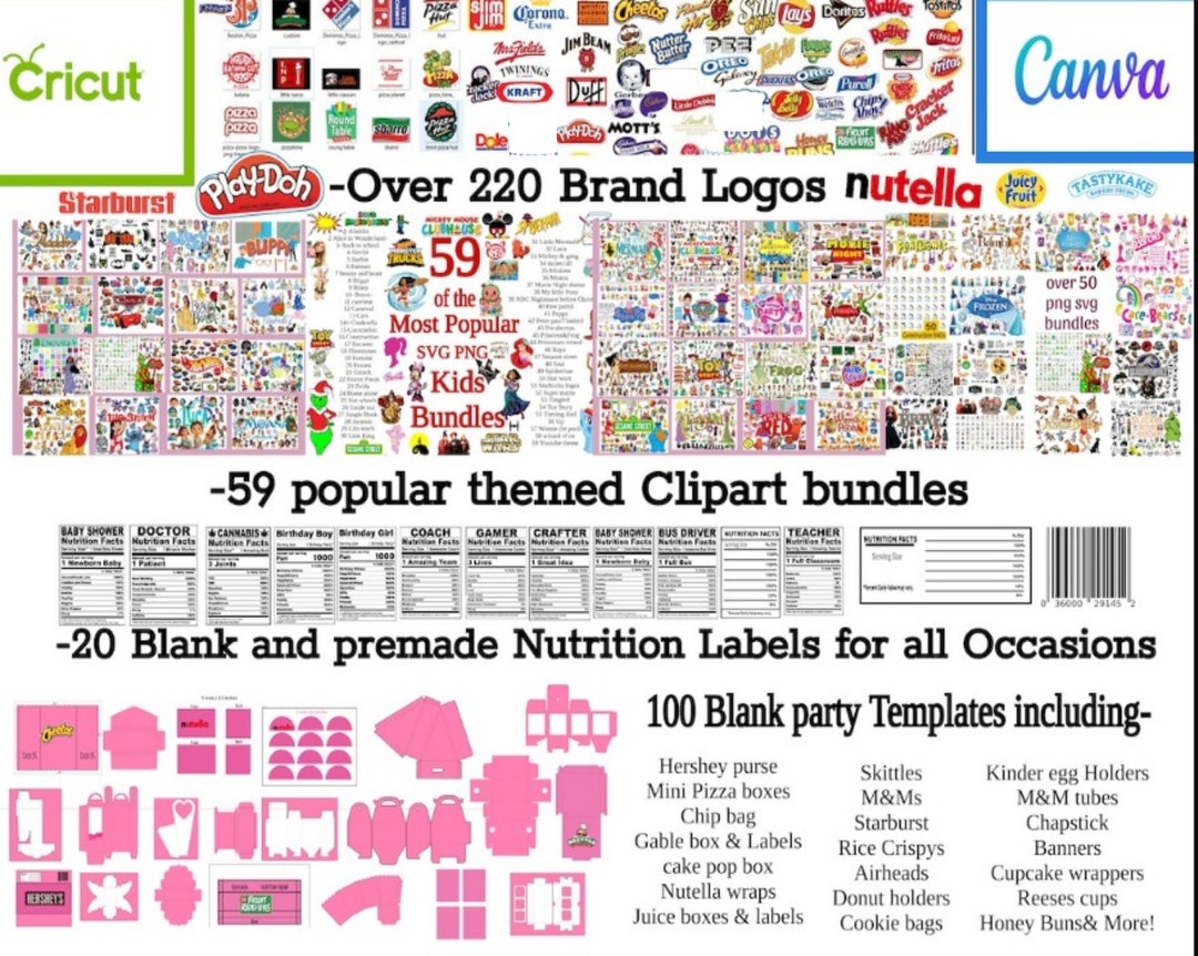 Candy Logos Bundle Svg, Chocolate Labels Clipart, M&M Logo S