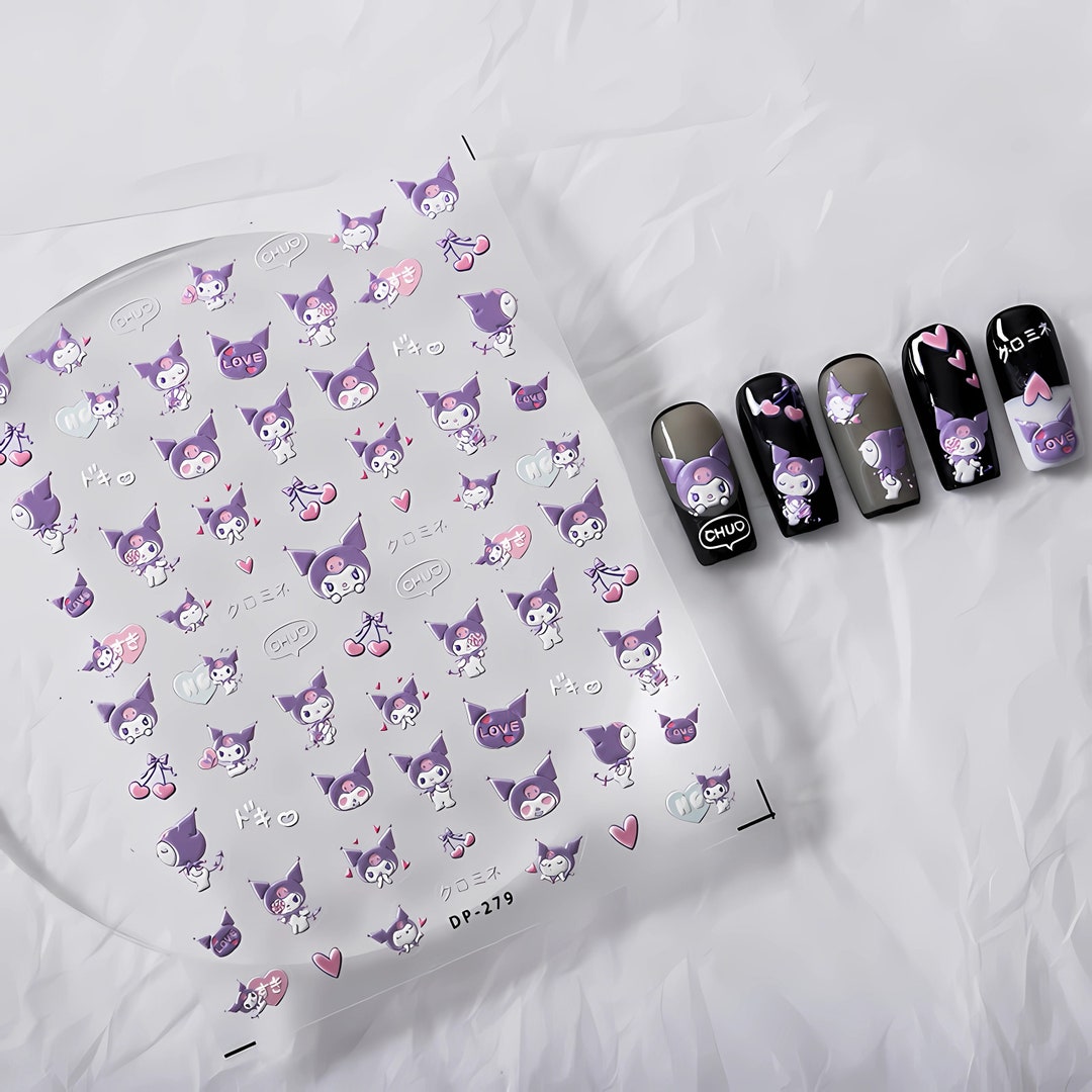 5D Nail Stickers Kuromi Nail Decals Cute Kuromi Diy Nails Etsy