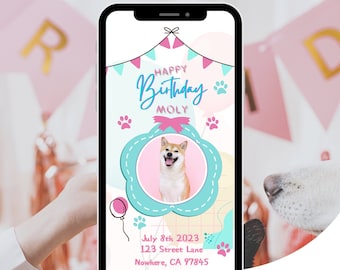 Welpen Partyzeit, Hunde Geburtstag einladen, Text Einladung Vorlage, Hund bearbeitbare Vorlage, Welpen Party Karte, kostenlose Pawty Pintable 5 x 7 inklusive