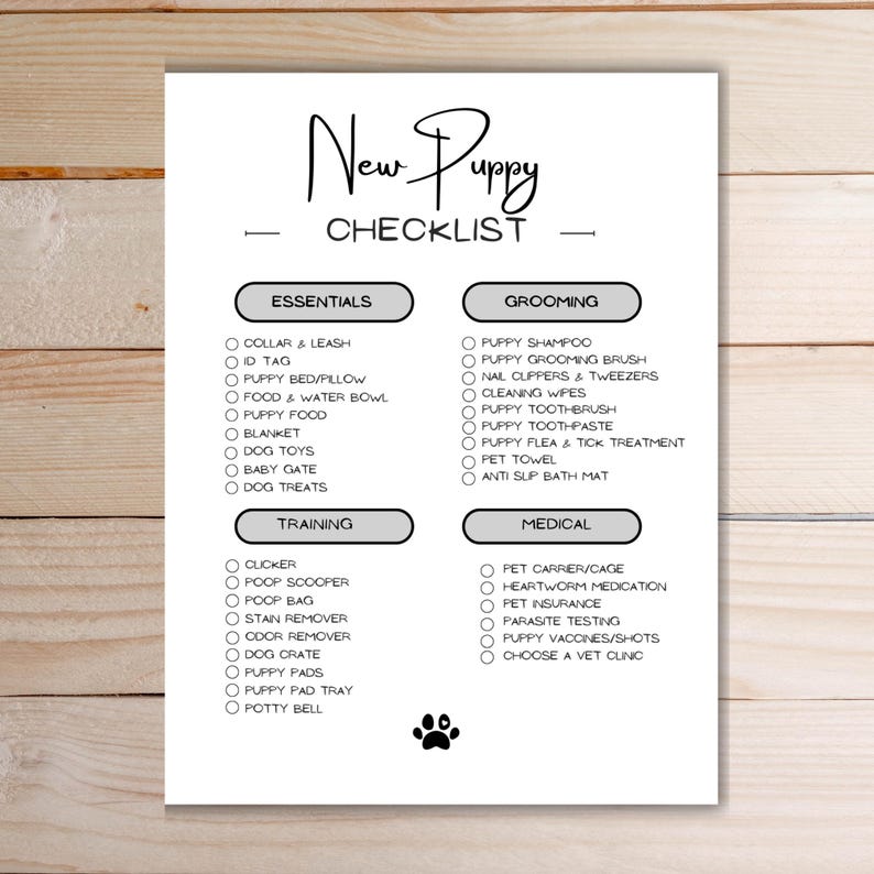 Checklista för husdjur, Valplista, Valpplanerare, Valpspårare, Hundchecklista, Hundmamma, Viktiga saker för nya valpar, Planerare för husdjursvård, Hundplanerare, Hundspårare bild 3