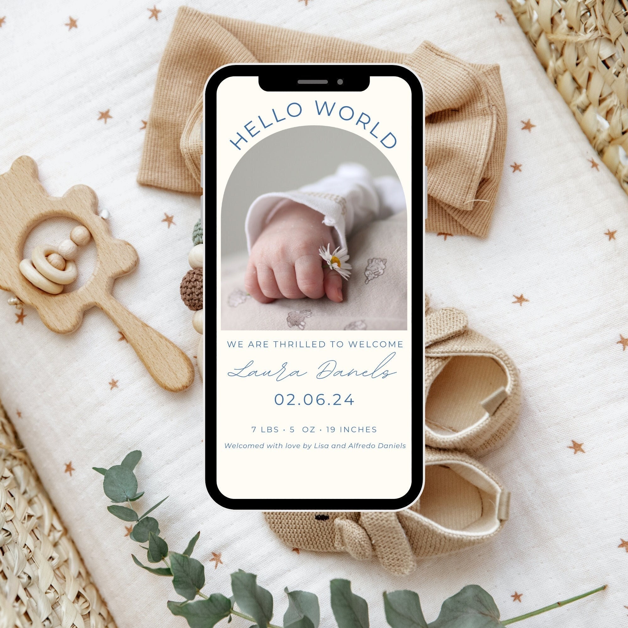 Digital Baby Announcement Photo Birth Announcement Bundle Etsy