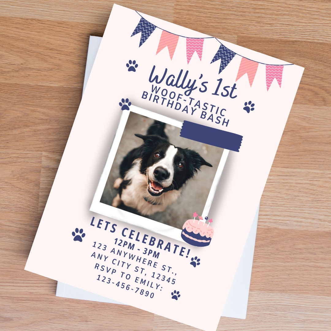 Editable Dog Birthday Invitation Card | Dog Party Template | Dog Themed ...