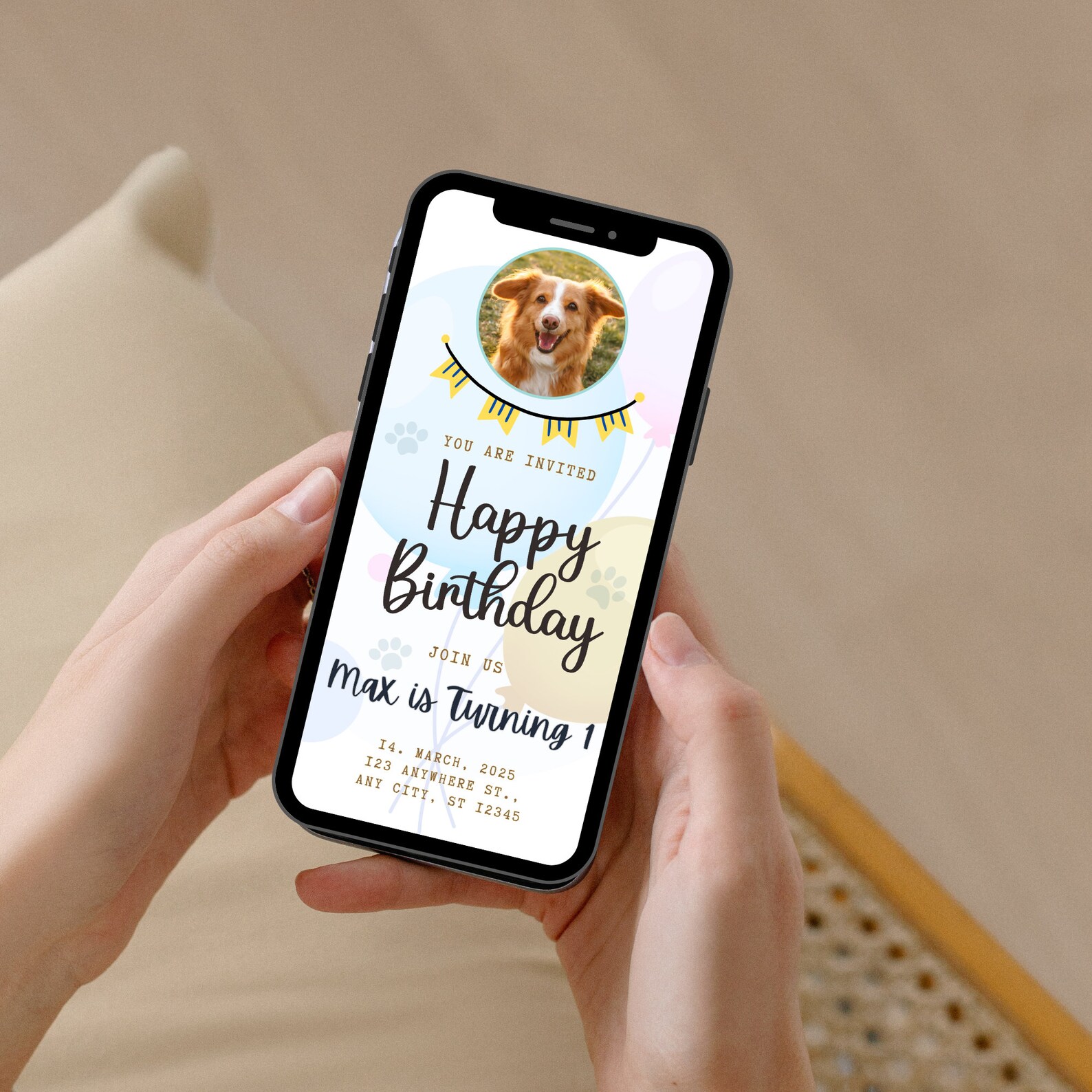 Dog Party E-invite, Editable Invitation Template, Puppy Party Printable ...