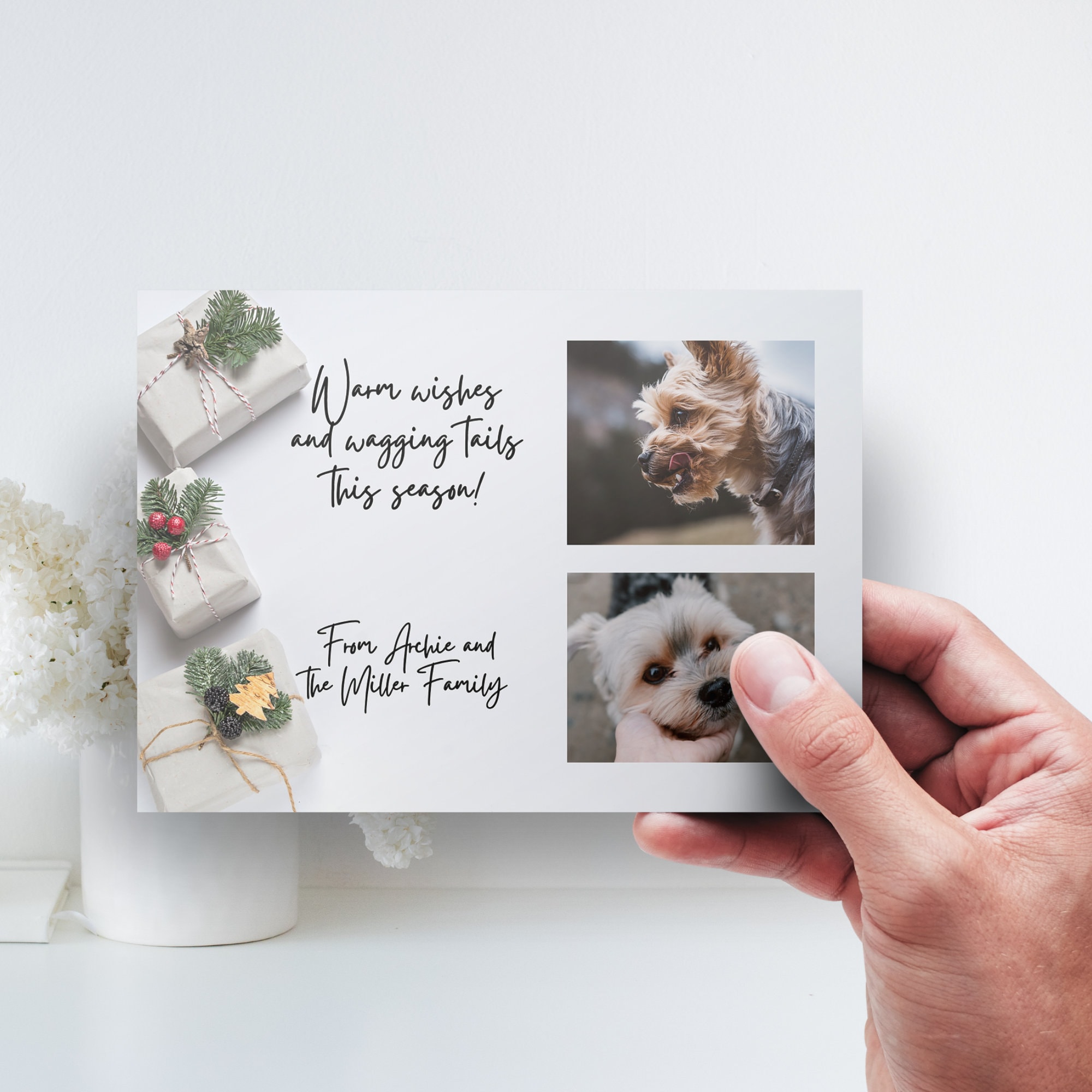 Pet Photo Christmas Card Canva Template, Editable Dog Holiday Card ...